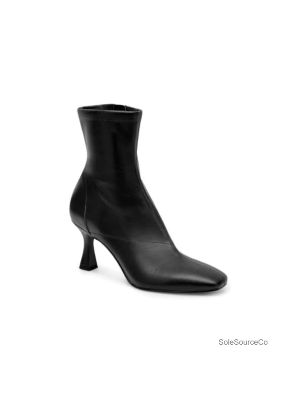 Coutgo Women's Faux Leather Kitten Heel Ankle Boots Square Toe Zip